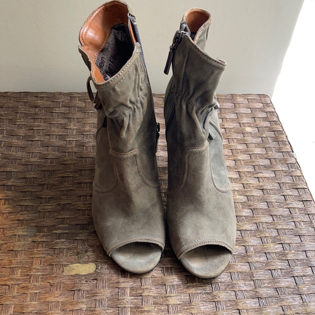 Grey Suade Booties